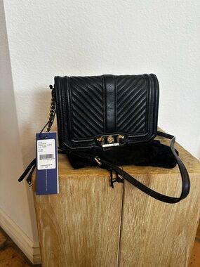 Rebecca Minkoff Black Quilted Crossbody with Gold Hardware